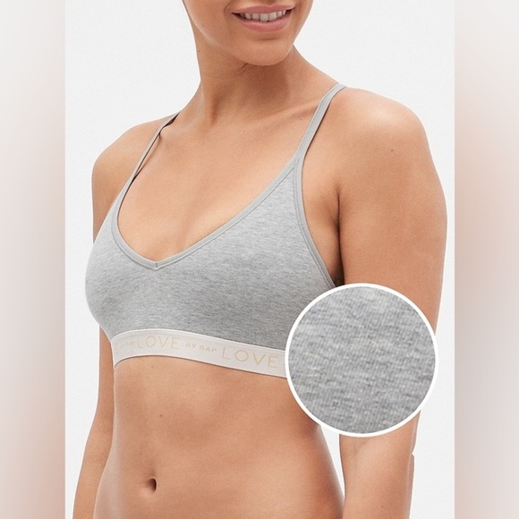 GAP LOVE White Stretch Cotton Bralette XL Set of 2! Black gray pullover Bra soft - Picture 3 of 12